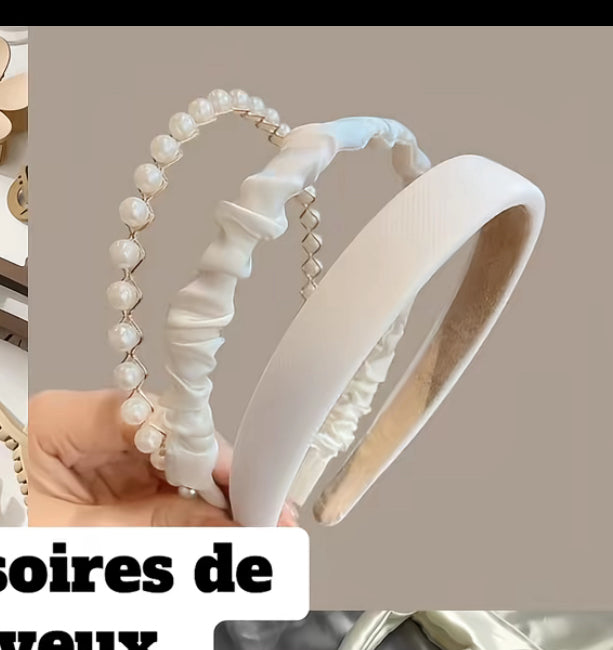 Serre-tête (tissu, perles, métal léger)