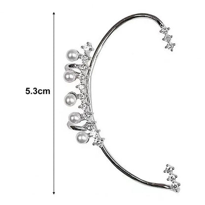 Cuff d’oreille pour femme avec fausse perle – bijou d’oreille élégant orné de strass et de fausses perles, clip antidérapant en acier inoxydable, style grimpeur pour femme.
