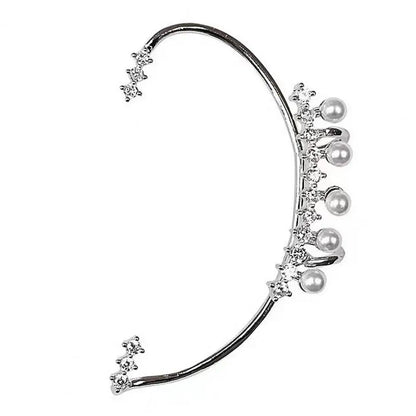 Cuff d’oreille pour femme avec fausse perle – bijou d’oreille élégant orné de strass et de fausses perles, clip antidérapant en acier inoxydable, style grimpeur pour femme.